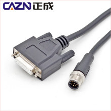 M12 to DB9/15/25 waterproof IP67 cable connector 5pin 8pin 12pin 17pin screw connection